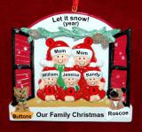 Lesbian Family of 5 Christmas Ornament Holiday Window with up to 2 Dogs, Cats, Pets Custom Add-ons Personalized FREE at PersonalizedOrnamentsMarket.com by Russell Rhodes