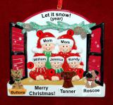 Lesbian Family of 5 Christmas Ornament Holiday Window with up to 3 Dogs, Cats, Pets Custom Add-ons Personalized FREE at PersonalizedOrnamentsMarket.com by Russell Rhodes