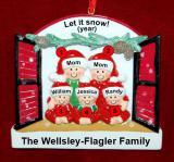 Lesbian Family of 5 Christmas Ornament Holiday Window Personalized FREE at PersonalizedOrnamentsMarket.com by Russell Rhodes