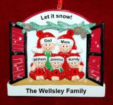 Family of 5 Christmas Ornament Holiday Window Personalized FREE at PersonalizedOrnamentsMarket.com by Russell Rhodes