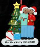 Ethnic Couples Christmas Ornament Celebration Lights Personalized FREE at PersonalizedOrnamentsMarket.com by Russell Rhodes