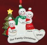 Pregnant Christmas Ornament Snow Fam of 3 Expecting Personalized FREE at PersonalizedOrnamentsMarket.com by Russell Rhodes