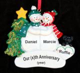 Anniversary Christmas Ornament with Black Dog Personalized FREE at PersonalizedOrnamentsMarket.com by Russell Rhodes