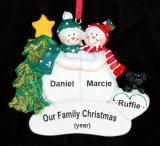 Couples Christmas Ornament with Black Dog Personalized FREE at PersonalizedOrnamentsMarket.com by Russell Rhodes