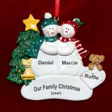 Couples Christmas Ornament with Tan Dog & More Personalized FREE at PersonalizedOrnamentsMarket.com by Russell Rhodes