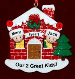 Family Christmas Ornament Home for the Holidays Just the 2 Kids Personalized FREE at PersonalizedOrnamentsMarket.com by Russell Rhodes