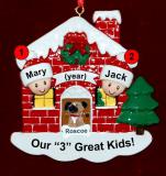 Family Christmas Ornament Home for the Holidays Just the 2 Kids with 1 Dog, Cat, Pets Custom Add-ons Personalized FREE at PersonalizedOrnamentsMarket.com by Russell Rhodes