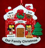 Mixed Race Couples Christmas Ornament Home for the Holidays with 2 Dogs, Cats, Pets Custom Add-ons Personalized FREE at PersonalizedOrnamentsMarket.com by Russell Rhodes