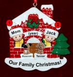 Single Mom Christmas Ornament Home for the Holidays 1 Child with 2 Dogs, Cats, Pets Custom Add-ons Personalized FREE at PersonalizedOrnamentsMarket.com by Russell Rhodes