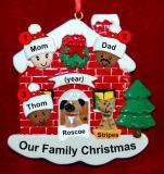 Mixed Race Family of 3 Christmas Ornament Home for the Holidays with 2 Dogs, Cats, Pets Custom Add-ons Personalized FREE at PersonalizedOrnamentsMarket.com by Russell Rhodes