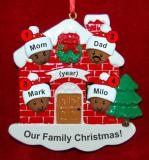 Black Family of 4 Christmas Ornament Home for the Holidays Personalized FREE at PersonalizedOrnamentsMarket.com by Russell Rhodes