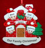 Family of 4 Christmas Ornament Home for the Holidays Personalized FREE at PersonalizedOrnamentsMarket.com by Russell Rhodes