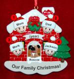 Family of 4 Christmas Ornament Home for the Holidays with 1 Dog, Cat, Pets Custom Add-ons Personalized FREE at PersonalizedOrnamentsMarket.com by Russell Rhodes