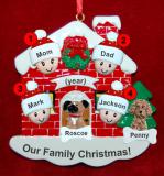 Family of 4 Christmas Ornament Home for the Holidays with 2 Dogs, Cats, Pets Custom Add-ons Personalized FREE at PersonalizedOrnamentsMarket.com by Russell Rhodes