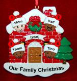 Mixed Race Family of 4 Christmas Ornament Home for the Holidays Personalized FREE at PersonalizedOrnamentsMarket.com by Russell Rhodes