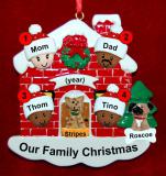 Mixed Race Family of 4 Christmas Ornament Home for the Holidays with 2 Dogs, Cats, Pets Custom Add-ons Personalized FREE at PersonalizedOrnamentsMarket.com by Russell Rhodes