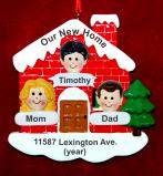 Our New Home Family of 3 Christmas Ornament Personalized FREE at PersonalizedOrnamentsMarket.com by Russell Rhodes