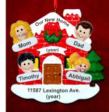 Our New Home Family of 4 Christmas Ornament Personalized FREE at PersonalizedOrnamentsMarket.com by Russell Rhodes