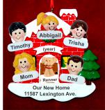 Our New Home Family of 5 with Dog, Cat, or Pet Christmas Ornament Custom Faces Personalized FREE at PersonalizedOrnamentsMarket.com by Russell Rhodes