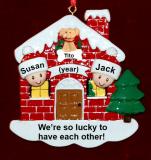 Couples Christmas Ornament Happy Holidays with Dogs, Cats, Pets Custom Added Personalized FREE at PersonalizedOrnamentsMarket.com by Russell Rhodes