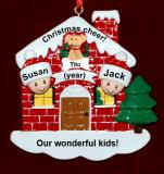 Family Christmas Ornament Happy Holidays Just the 2 Kids & Pets Personalized FREE at PersonalizedOrnamentsMarket.com by Russell Rhodes