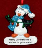 Grandchild Christmas Ornament Penguin Cute Personalized FREE at PersonalizedOrnamentsMarket.com by Russell Rhodes