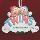 Twins Christmas Ornament Girl & Boy Personalized FREE at PersonalizedOrnamentsMarket.com by Russell Rhodes