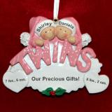 Twin Girls Christmas Ornament Personalized FREE at PersonalizedOrnamentsMarket.com by Russell Rhodes