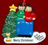 Expecting Couple Christmas Ornament Both Brunette Personalized FREE at PersonalizedOrnamentsMarket.com by Russell Rhodes