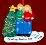 Expecting Couple Christmas Ornament Both Blond Personalized FREE at PersonalizedOrnamentsMarket.com by Russell Rhodes