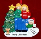 Family of 3 Pregnant Expecting 2nd Child Christmas Ornament Both Blond with Dogs, Cats, Pets Custom Added Personalized FREE at PersonalizedOrnamentsMarket.com by Russell Rhodes