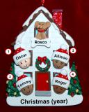 Mixed Race Biracial Family Christmas Ornament for 4 with Dogs, Cats, Pets Custom Added Personalized FREE at PersonalizedOrnamentsMarket.com by Russell Rhodes