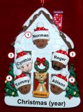 Mixed Race Biracial Family Christmas Ornament for 5 with Dogs, Cats, Pets Custom Added Personalized FREE at PersonalizedOrnamentsMarket.com by Russell Rhodes