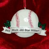 Baseball Christmas Ornament Game Day Personalized FREE at PersonalizedOrnamentsMarket.com by Russell Rhodes