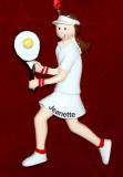 Tennis Christmas Ornament Brunette Female Personalized FREE at PersonalizedOrnamentsMarket.com by Russell Rhodes