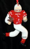 Football Christmas Ornament Red Jersey Personalized FREE at PersonalizedOrnamentsMarket.com by Russell Rhodes