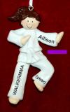 Martial Arts Karate Christmas Ornament Brunette Female Purple Belt Personalized FREE at PersonalizedOrnamentsMarket.com by Russell Rhodes