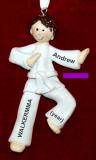 Martial Arts Karate Christmas Ornament Brunette Male Purple Belt Personalized FREE at PersonalizedOrnamentsMarket.com by Russell Rhodes