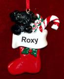 Black Dog Christmas Ornament Cute Holiday Stocking Personalized FREE at PersonalizedOrnamentsMarket.com by Russell Rhodes