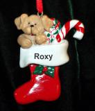 Tan Dog Christmas Ornament Cute Holiday Stocking Personalized FREE at PersonalizedOrnamentsMarket.com by Russell Rhodes