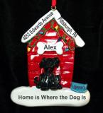 Black Dog Christmas Ornament Holiday House Personalized FREE at PersonalizedOrnamentsMarket.com by Russell Rhodes