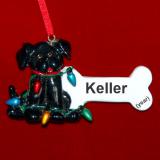 Black Dog Christmas Ornament Bone with Lights Personalized FREE at PersonalizedOrnamentsMarket.com by Russell Rhodes