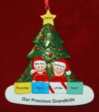 Ornament for Grandparents  2 Grandchildren in Front of Tree Personalized FREE at PersonalizedOrnamentsMarket.com by Russell Rhodes