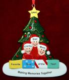 Family Christmas Ornament in Front of Tree for 3 Personalized FREE at PersonalizedOrnamentsMarket.com by Russell Rhodes