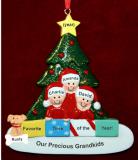 Ornament for Grandparents  3 Grandchildren in Front of Tree with Pets Personalized FREE at PersonalizedOrnamentsMarket.com by Russell Rhodes