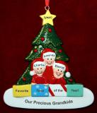 Ornament for Grandparents  3 Grandchildren in Front of Tree Personalized FREE at PersonalizedOrnamentsMarket.com by Russell Rhodes