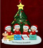 Ornament for Grandparents  4 Grandchildren All Together with Pets Personalized FREE at PersonalizedOrnamentsMarket.com by Russell Rhodes