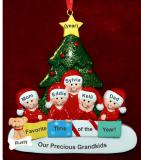 Ornament for Grandparents  5 Grandchildren All Together with Pets Personalized FREE at PersonalizedOrnamentsMarket.com by Russell Rhodes