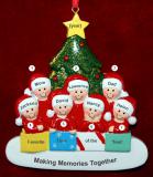 Large Group or Family Christmas Ornament in Front of Tree for 7 Personalized FREE at PersonalizedOrnamentsMarket.com by Russell Rhodes