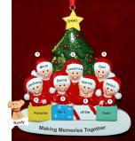 Large Group or Family Christmas Ornament in Front of Tree for 7 with Pets Personalized FREE at PersonalizedOrnamentsMarket.com by Russell Rhodes